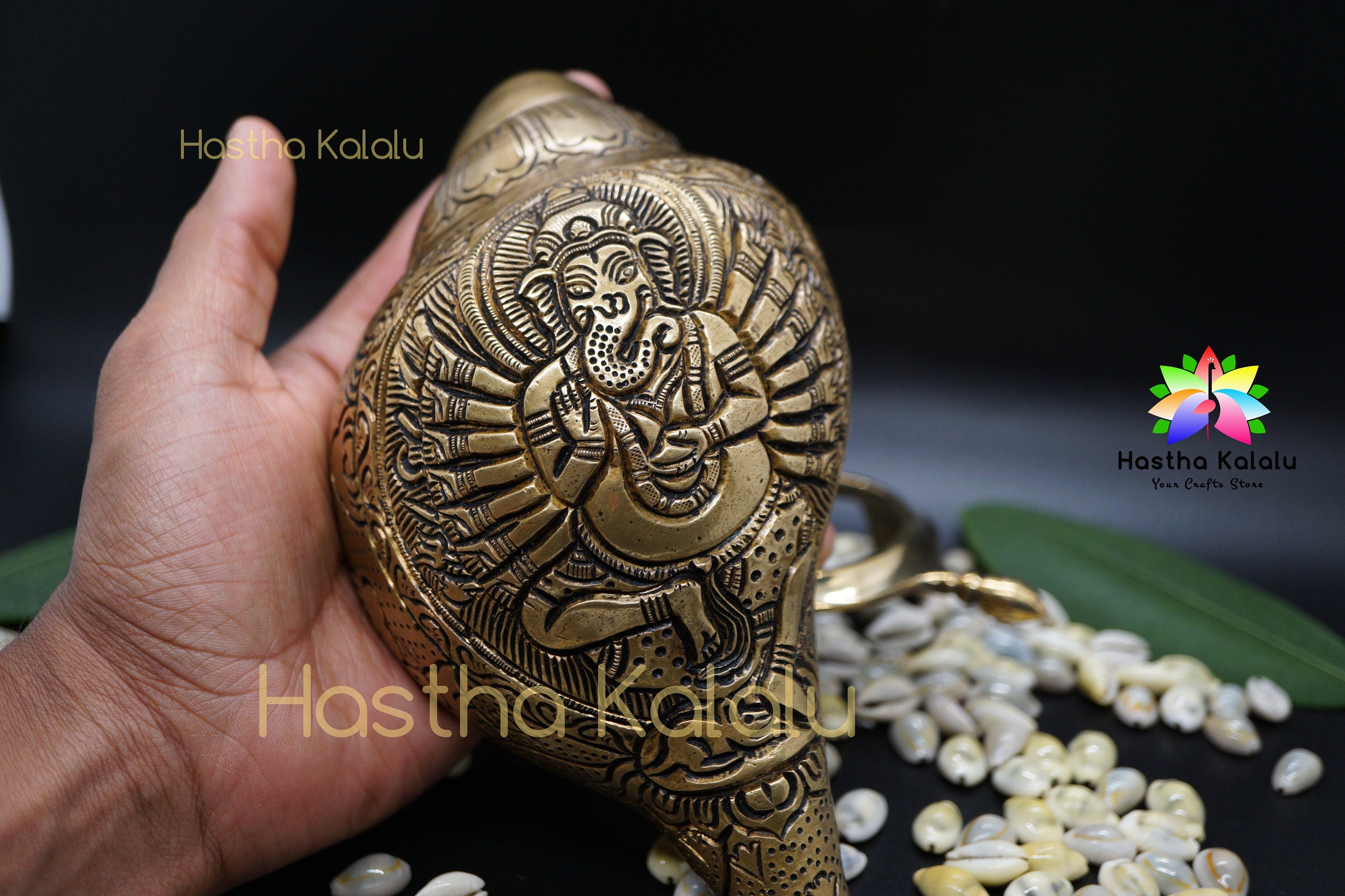 Wall Hangable Brass Durga Conch