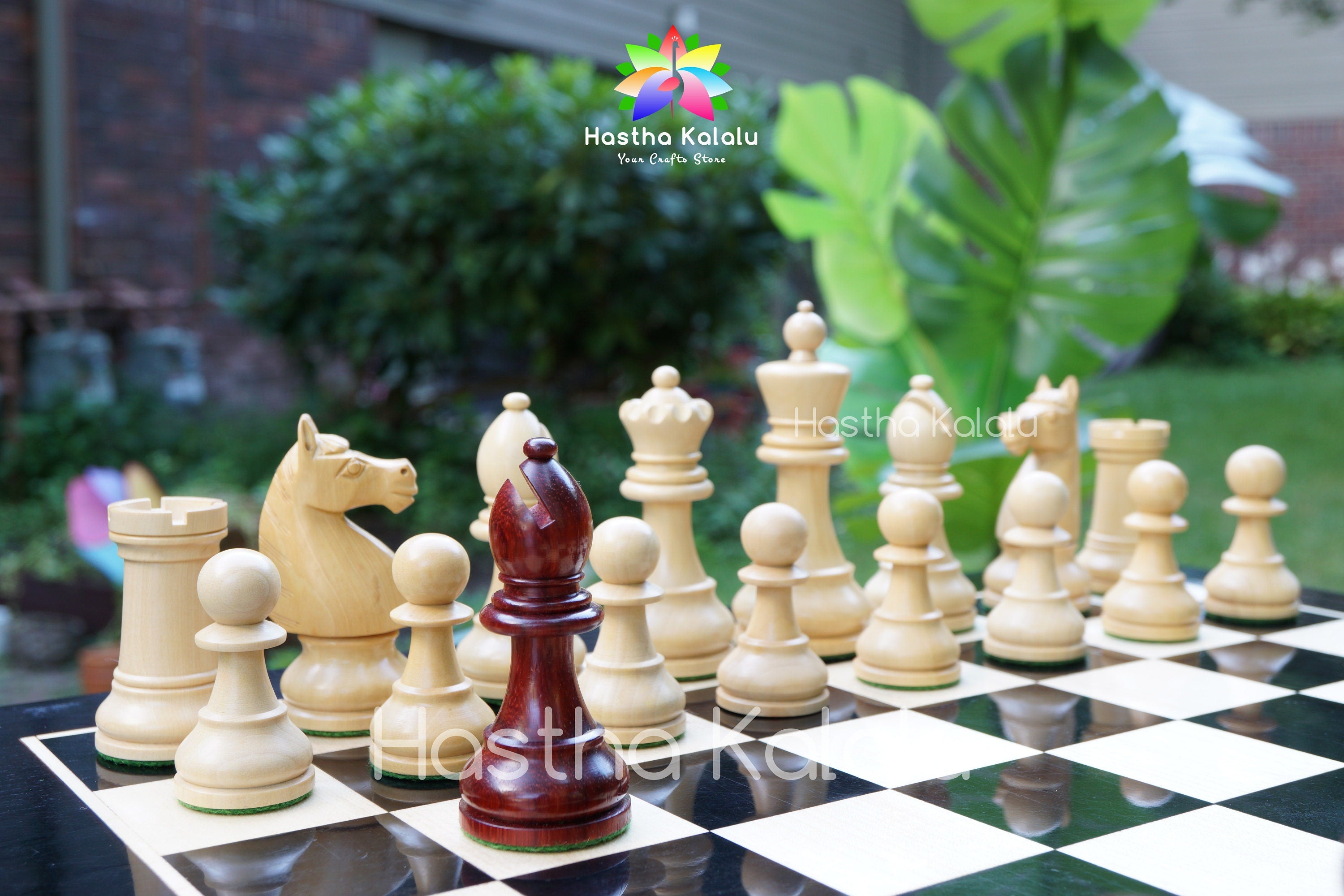 Combo Chess Set |1920 German Collectors Reproduced Chess Pieces in Padauk and Boxwood