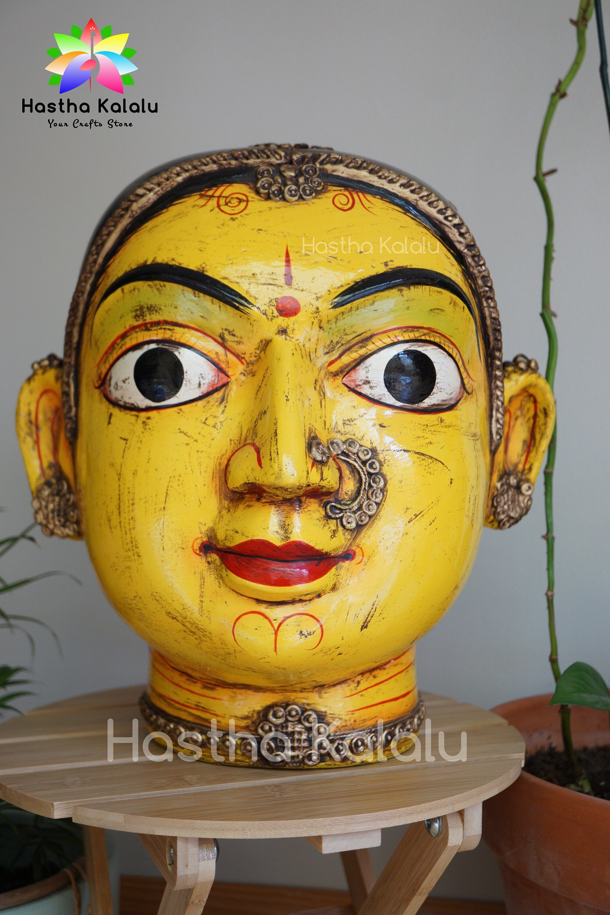 Handmade Wooden Gauri Head Figurines