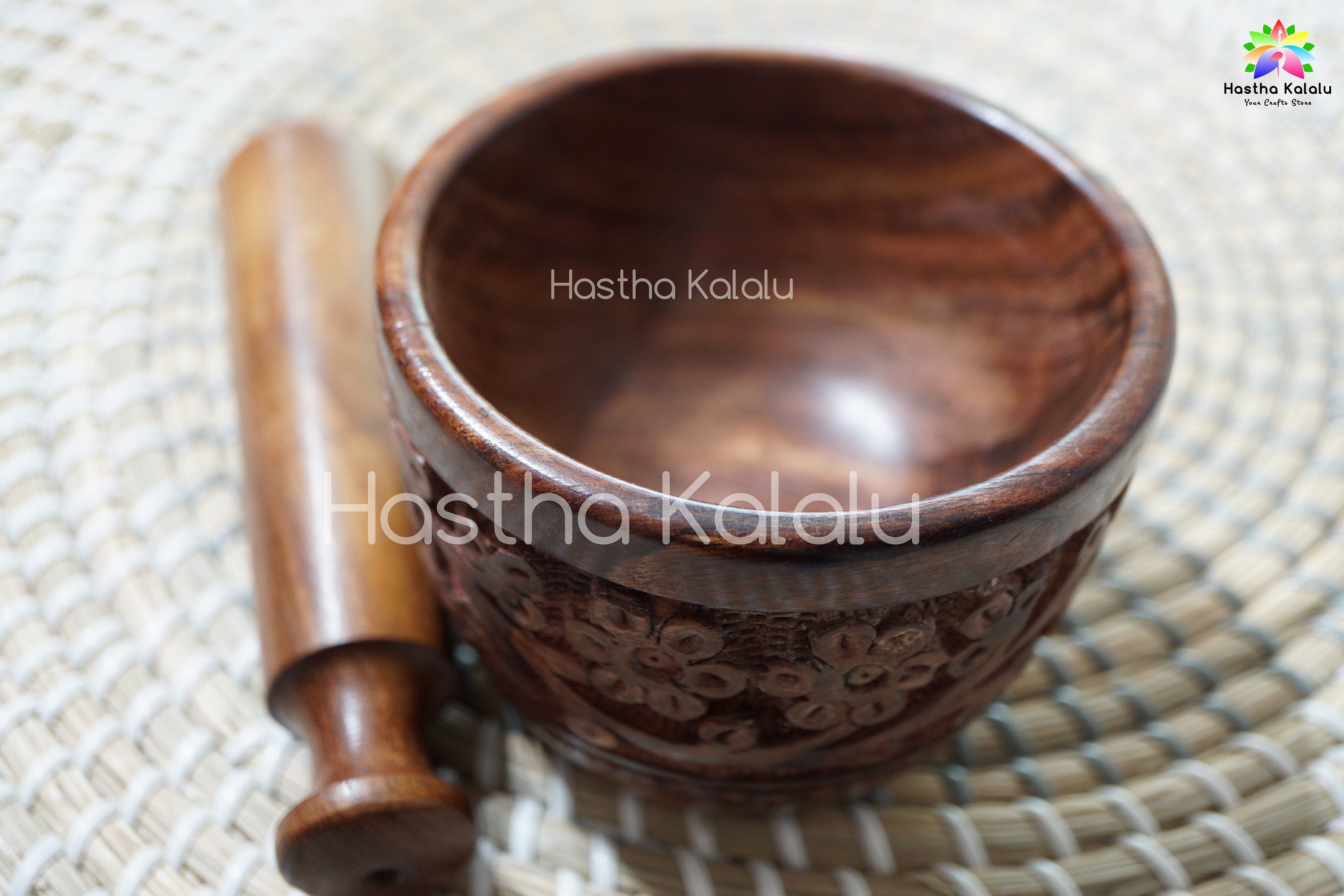 Handcrafted Wooden Pestle and Mortar Set for Kitchen | Return Gifts