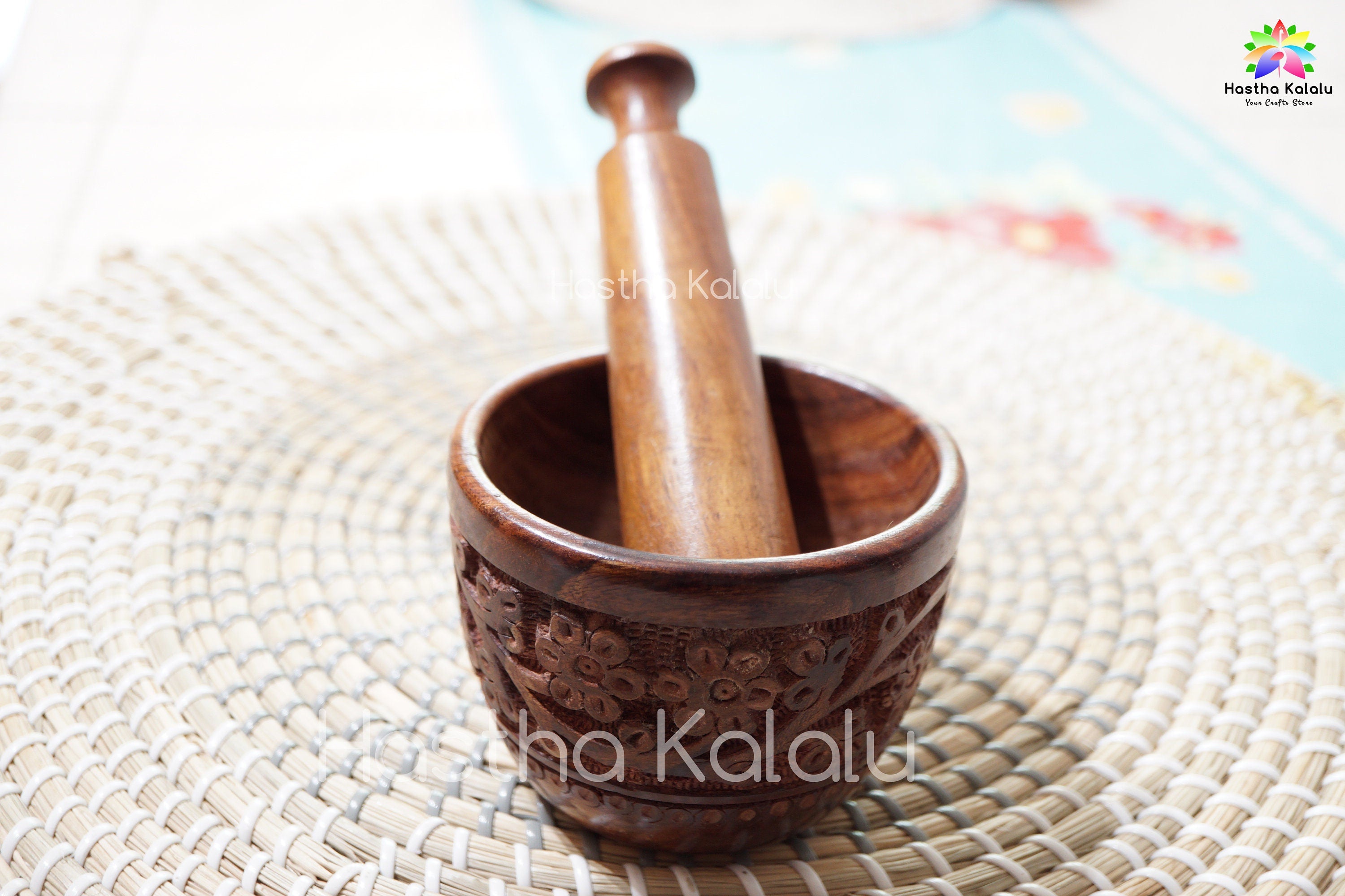Handcrafted Wooden Pestle and Mortar Set for Kitchen | Return Gifts