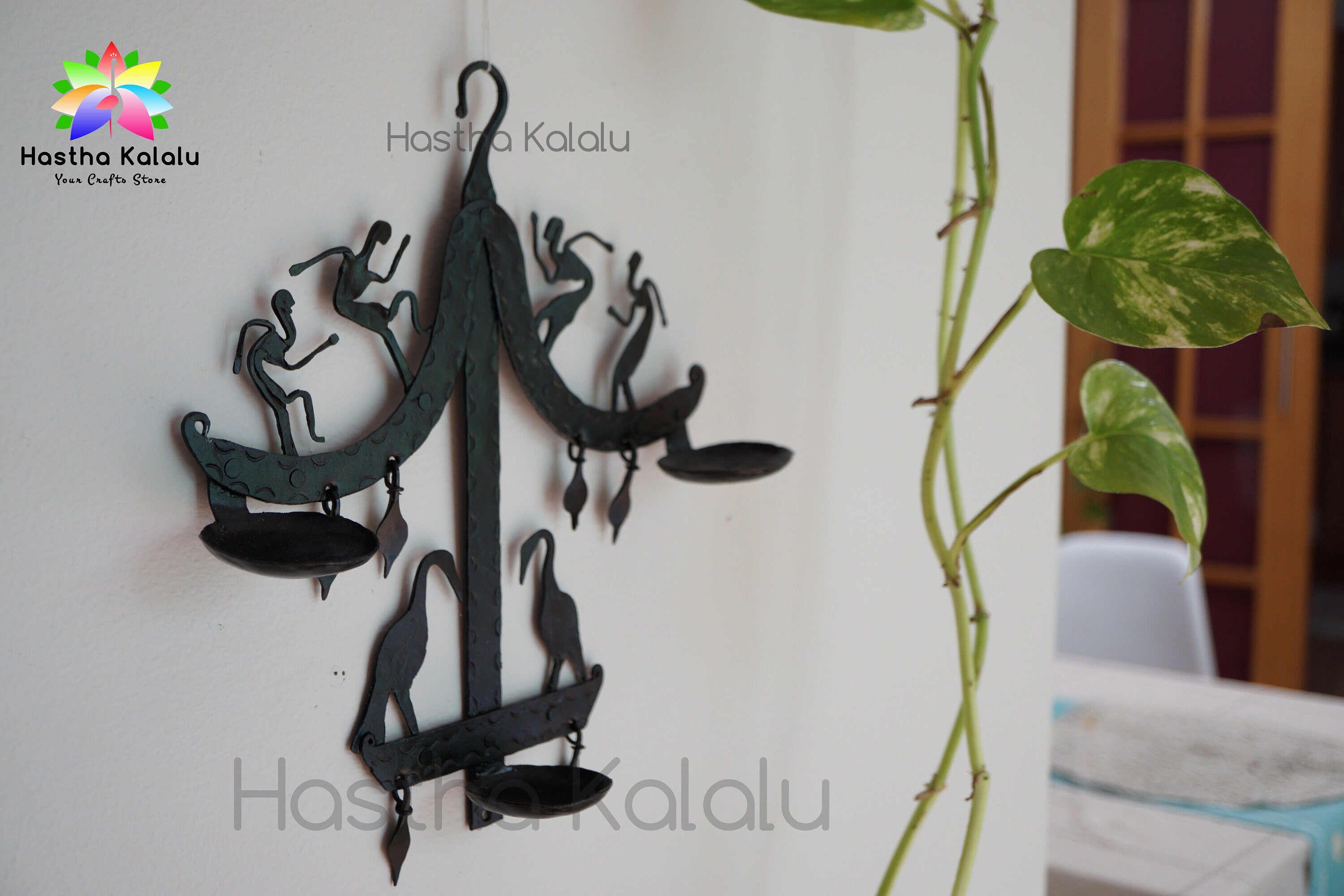 Wrought Iron Made Wall Hanging 3 Candle Holder