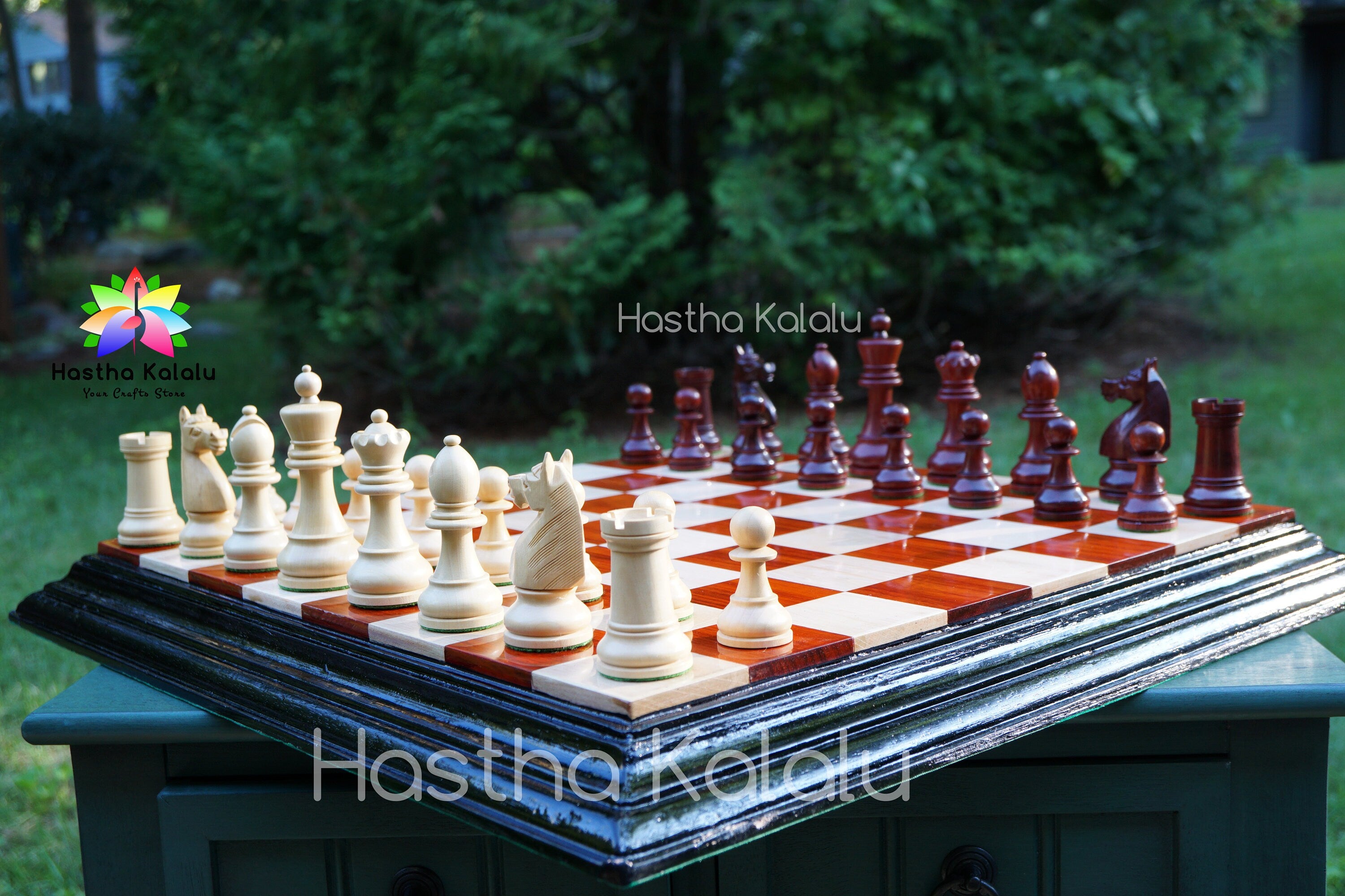 Combo Chess Set | 1920 German Collector's Series Staunton Style in Padauk and Boxwood