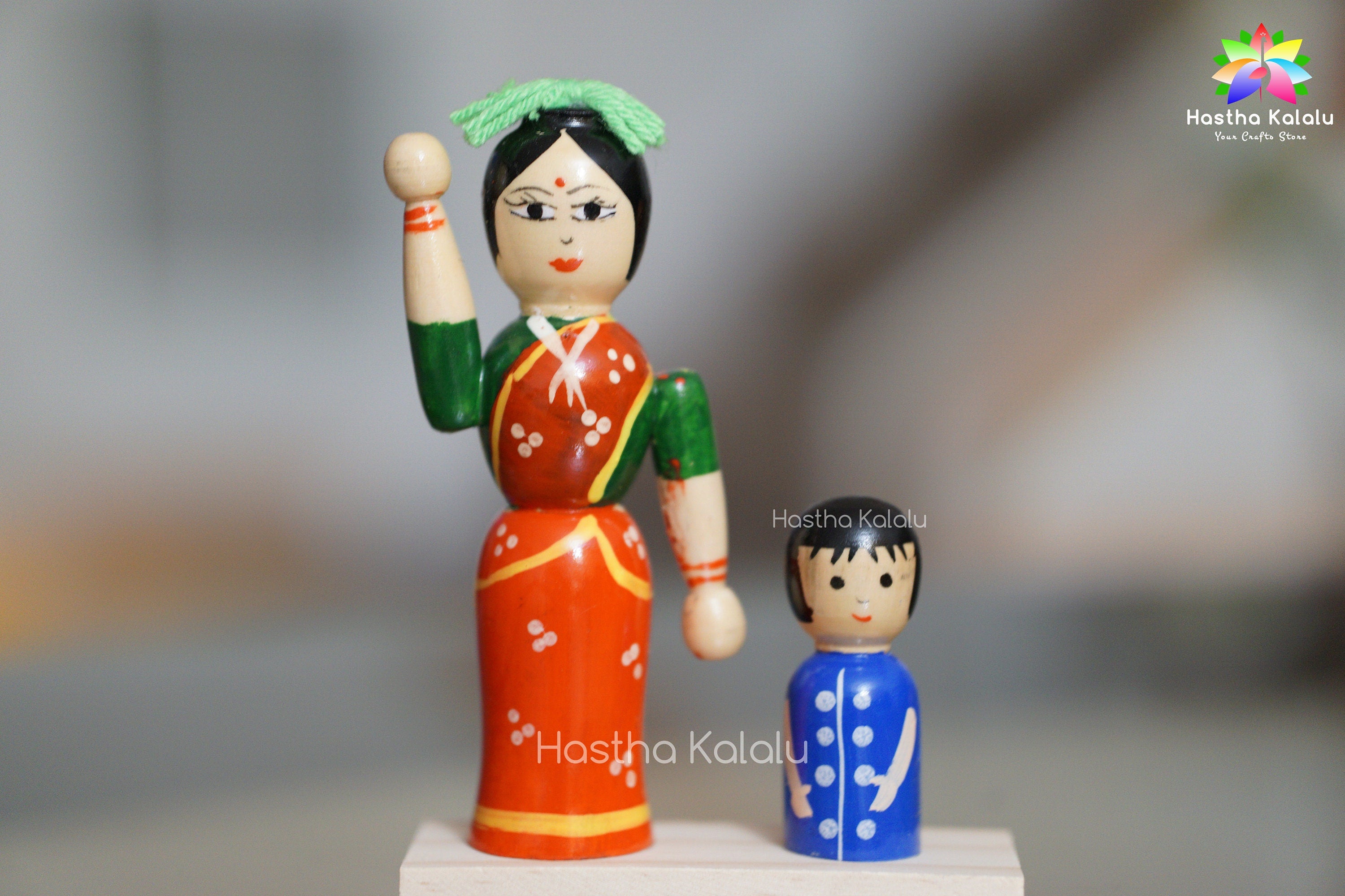 Handmade 5.5 Inch Tall Working Mom and Child