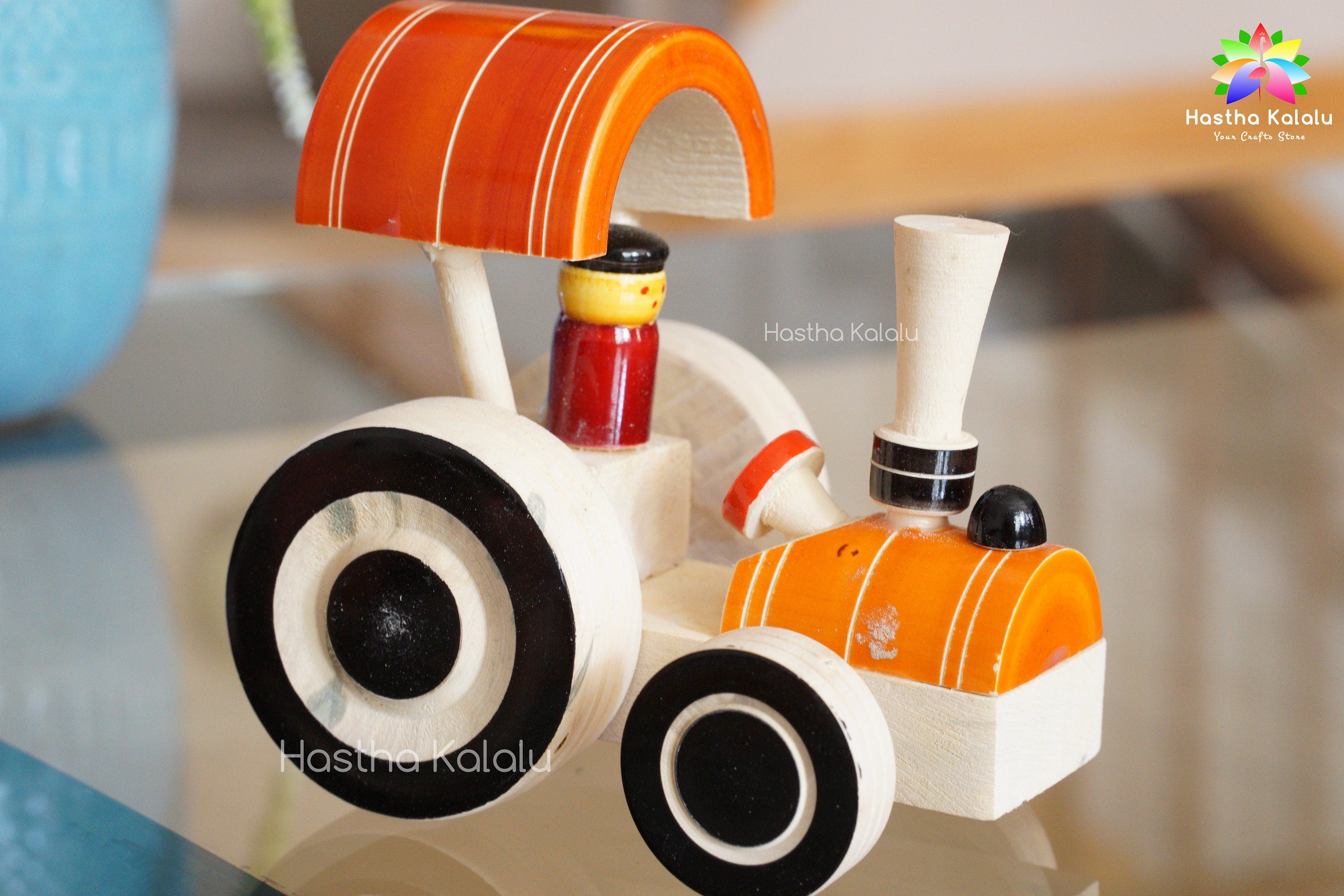 Handmade Wooden Tractor Miniature Toy