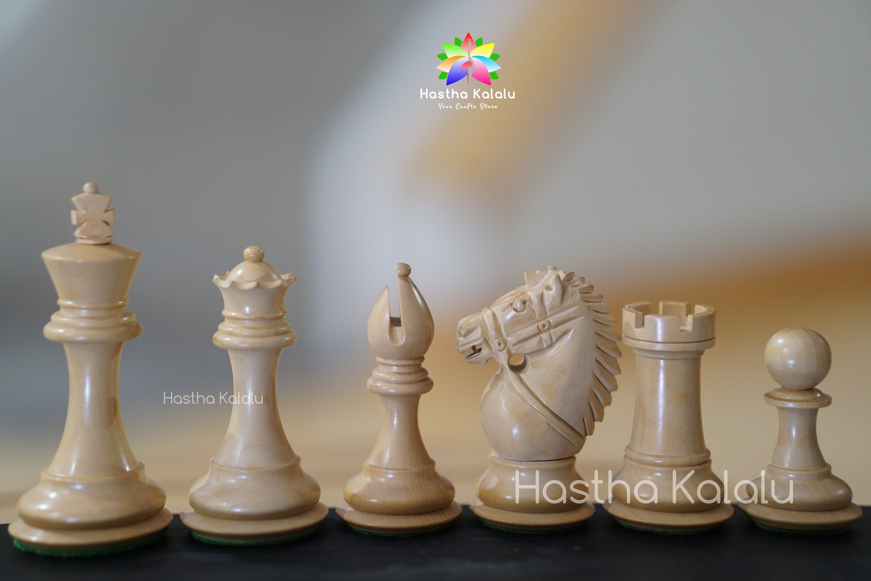 Staunton Series Golden Rosewwod (Sheesham) Chess Pieces, Biggy Knight Chess Set, Triple Weighted