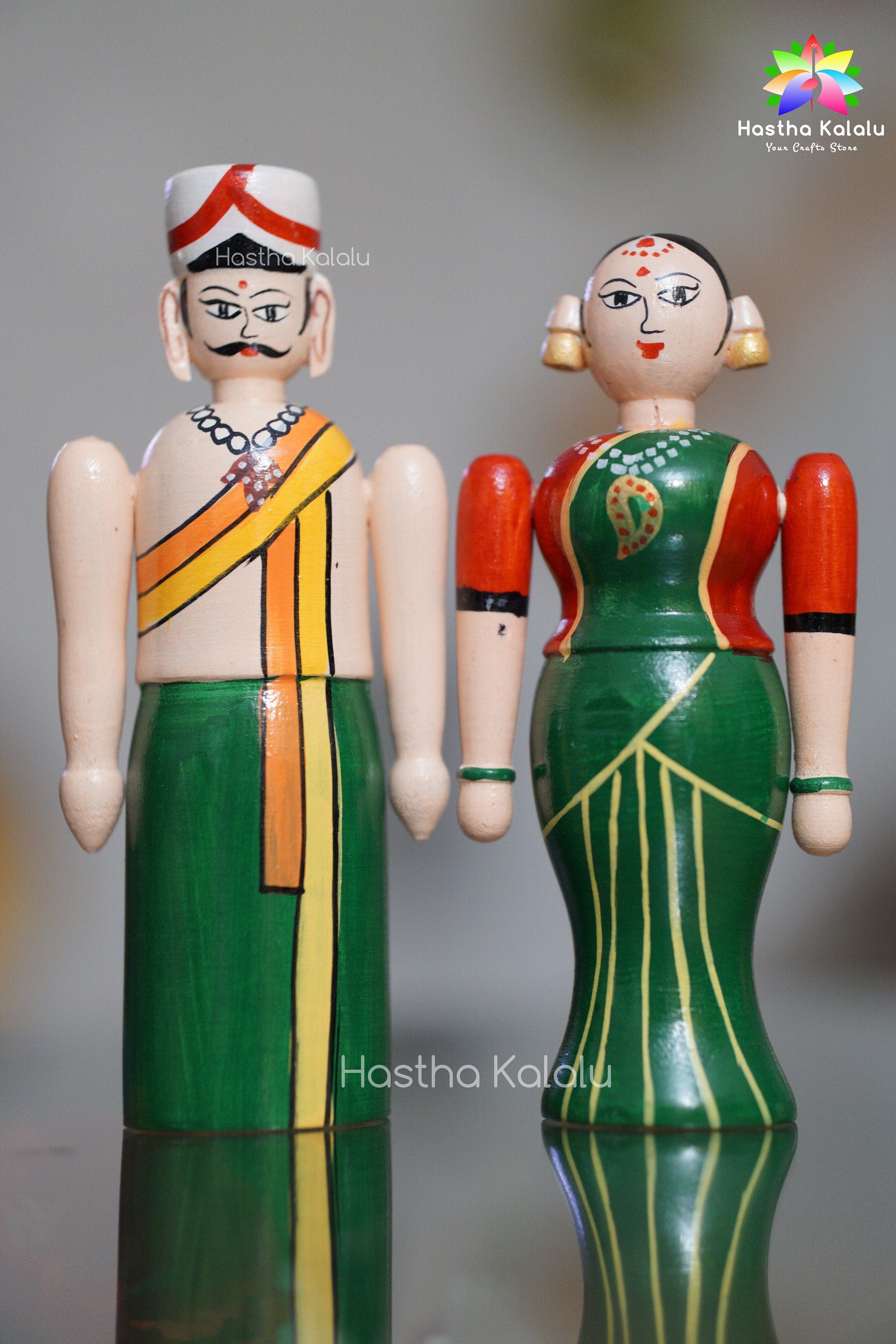 Handmade 6 Inch Tall Bride and Groom Figurines