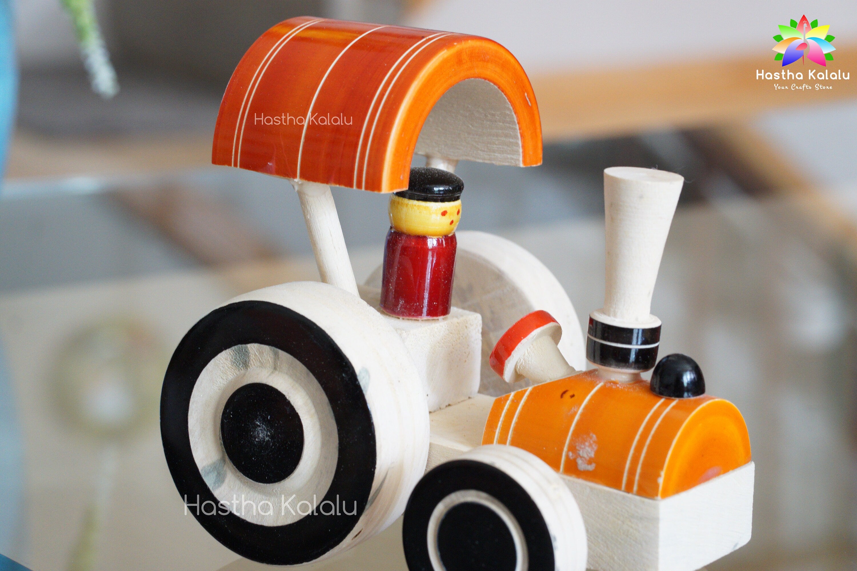 Handmade Wooden Tractor Miniature Toy