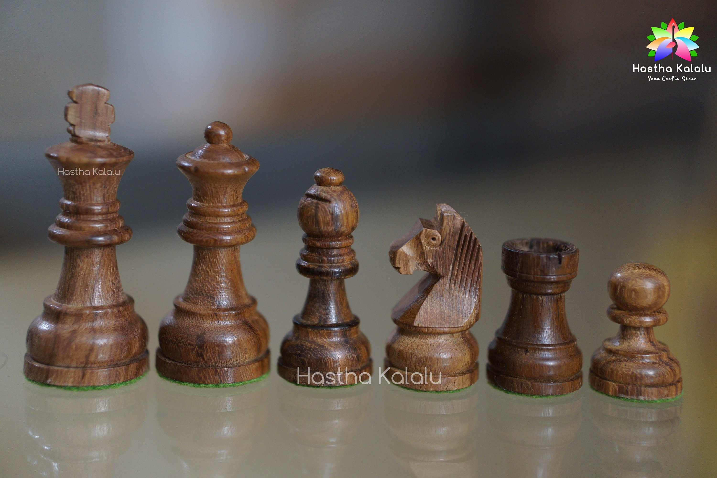 3" King, German Knight Staunton Style/ Tournament Series Sheesham/ Indian Rosewood Chess Pieces, Weighted