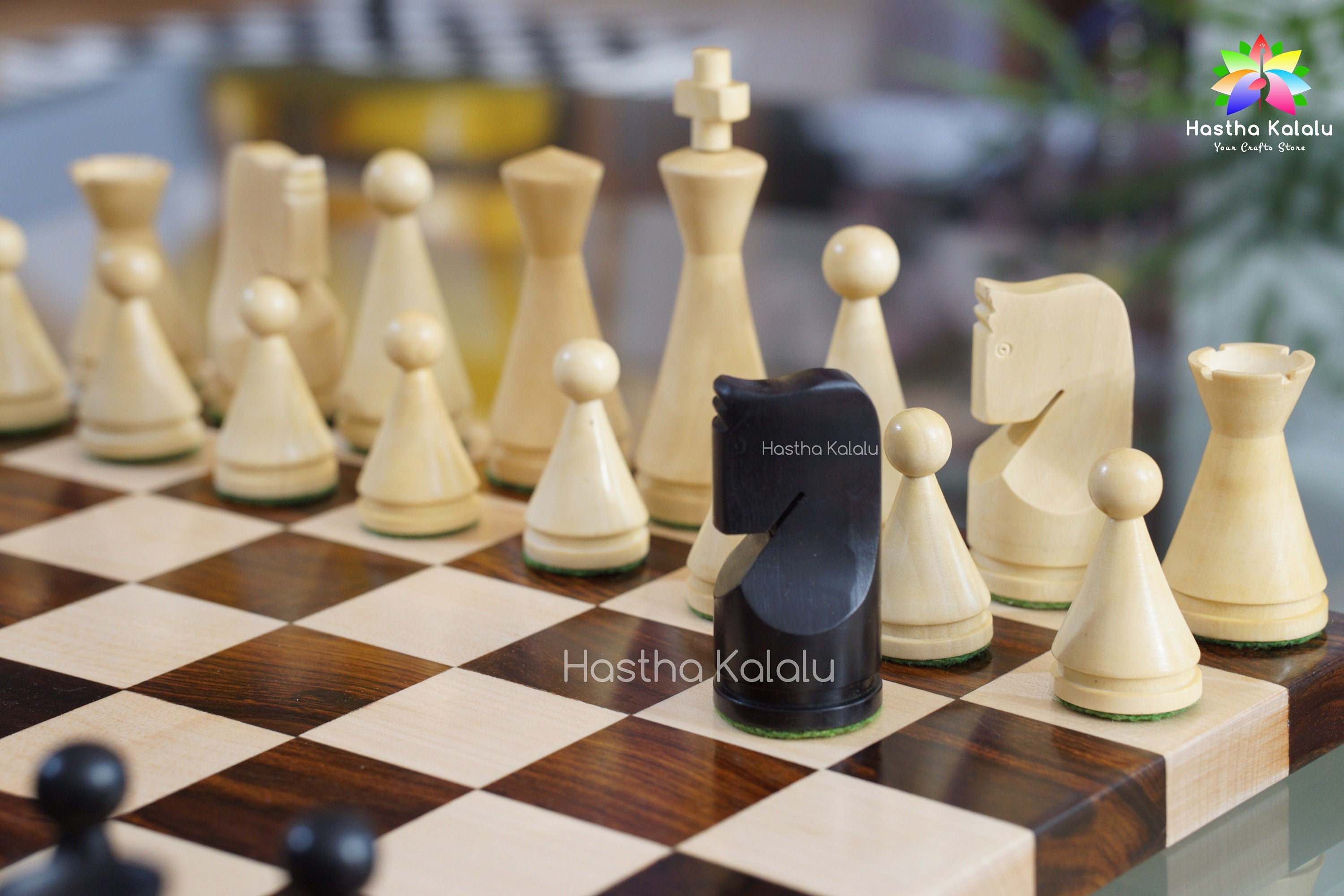 Jeu d’échecs fait à la main / Pièces d’échecs Poni / Pièces d’échecs modernes, Pièces d’échecs pondérées King 4 »