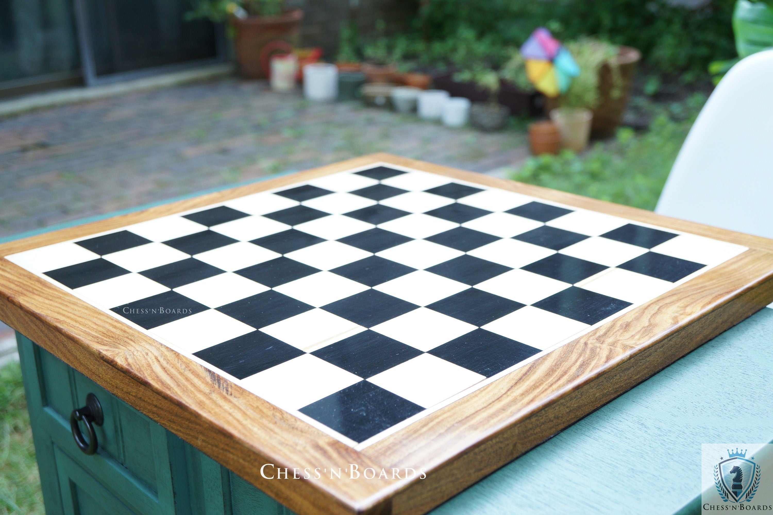 End Grain Ebony Wood Chess Set Board 16"
