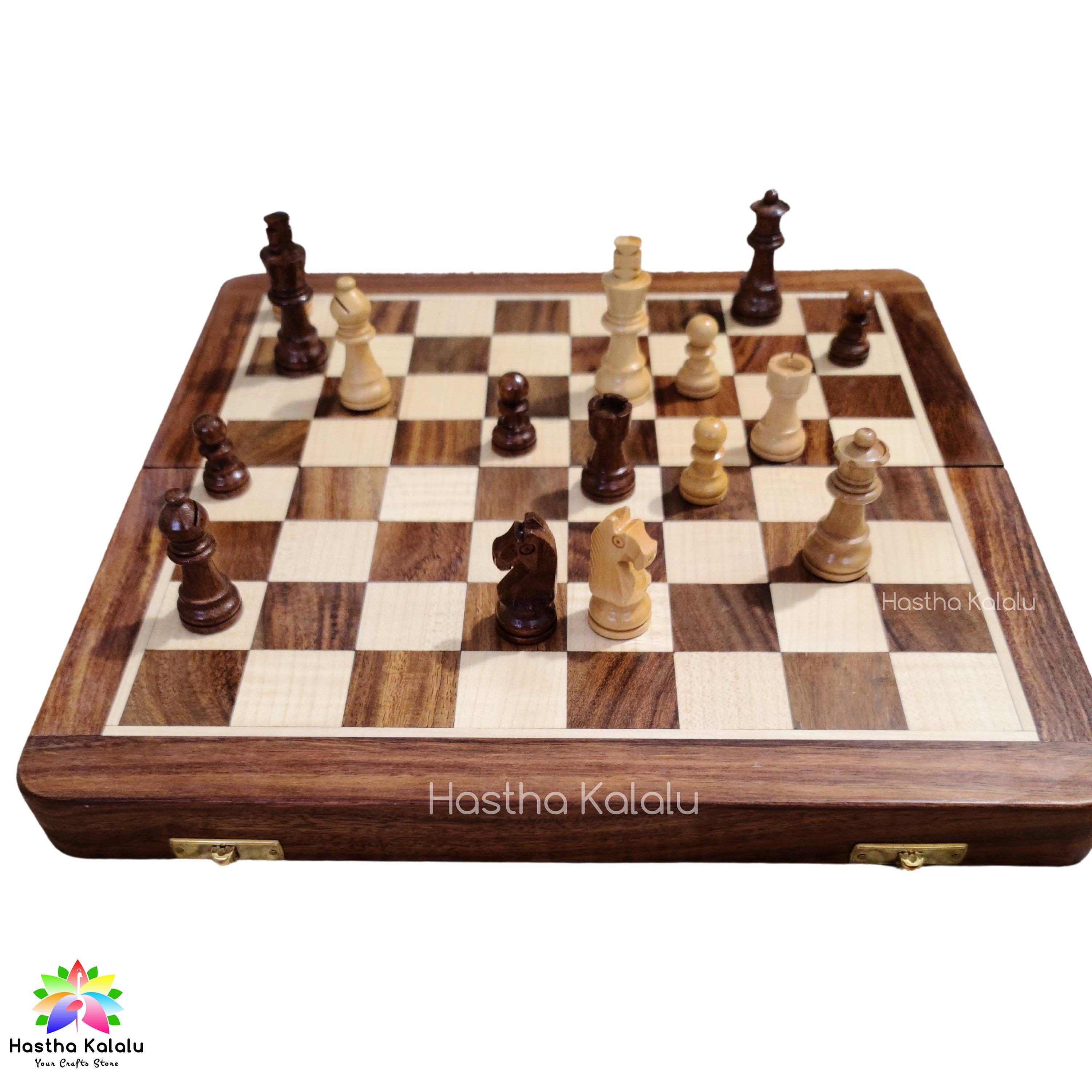 Travel Chess Set, Wooden Magnetic Folding Travel Friendly/ Portable Chess Set/Board with Extra queens