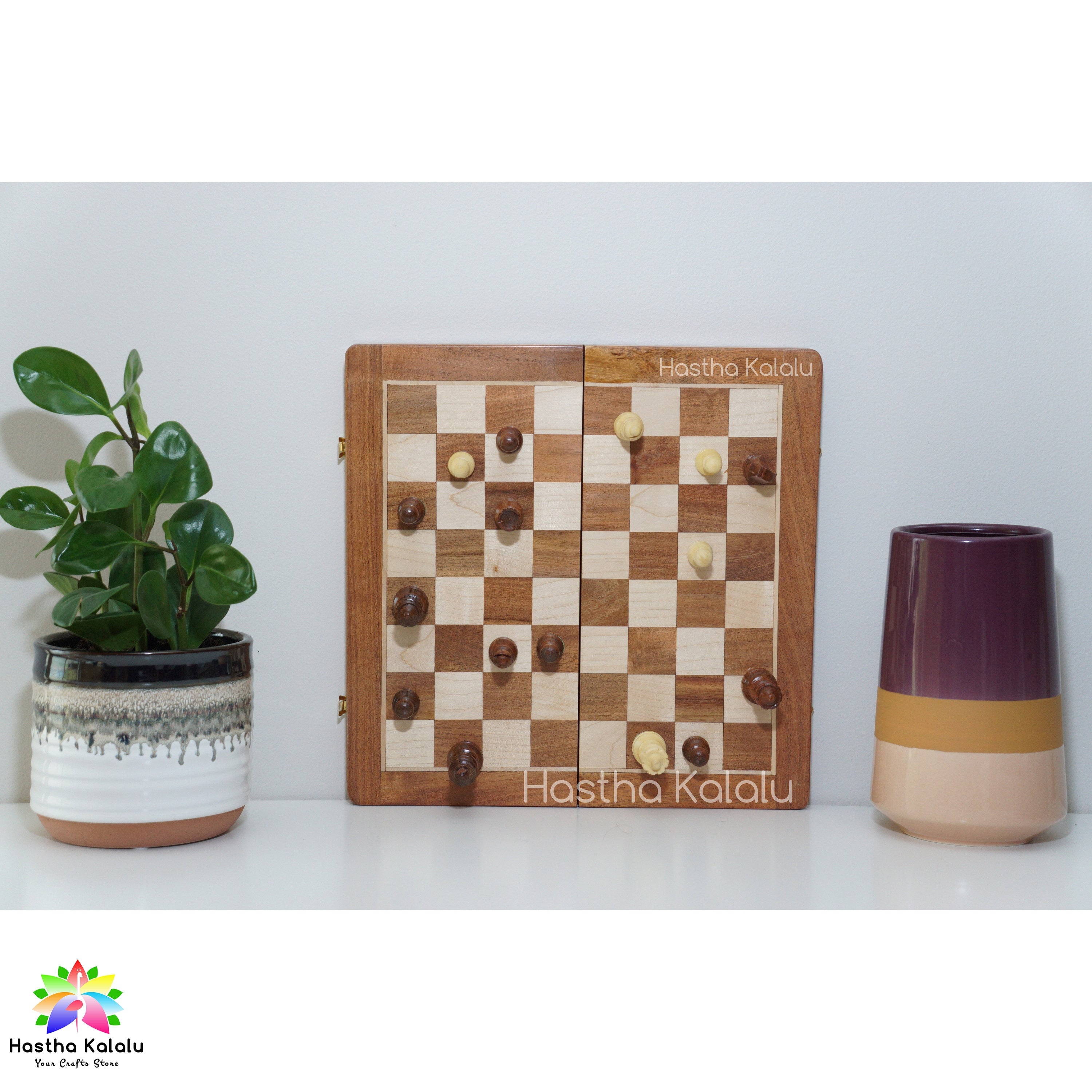 Travel Chess Set, Wooden Magnetic Folding Travel Friendly/ Portable Chess Set/Board with Extra queens