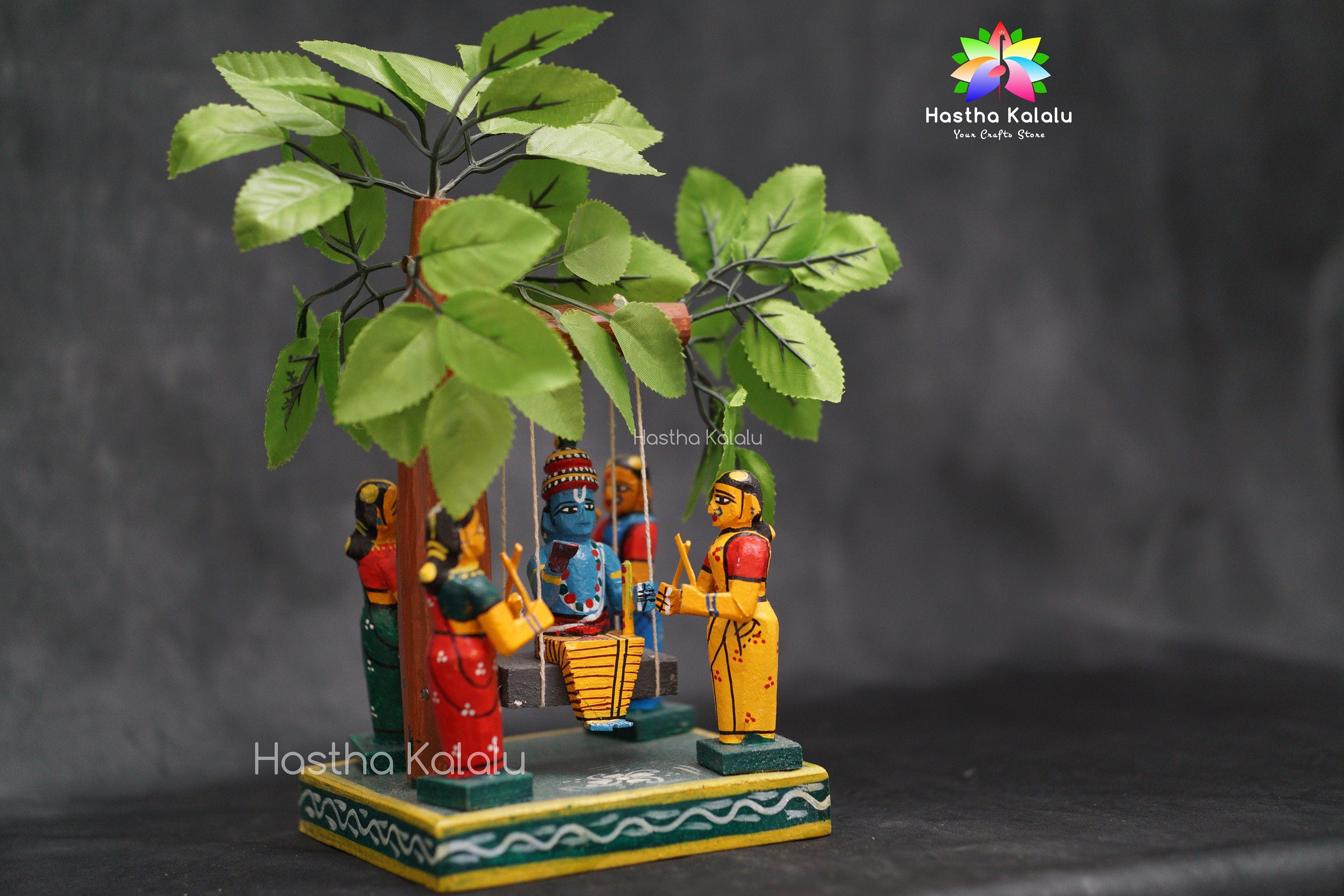 Handcrafted Eco-friendly Brindavanam Theme | Krishna on Jhula with Gopika
