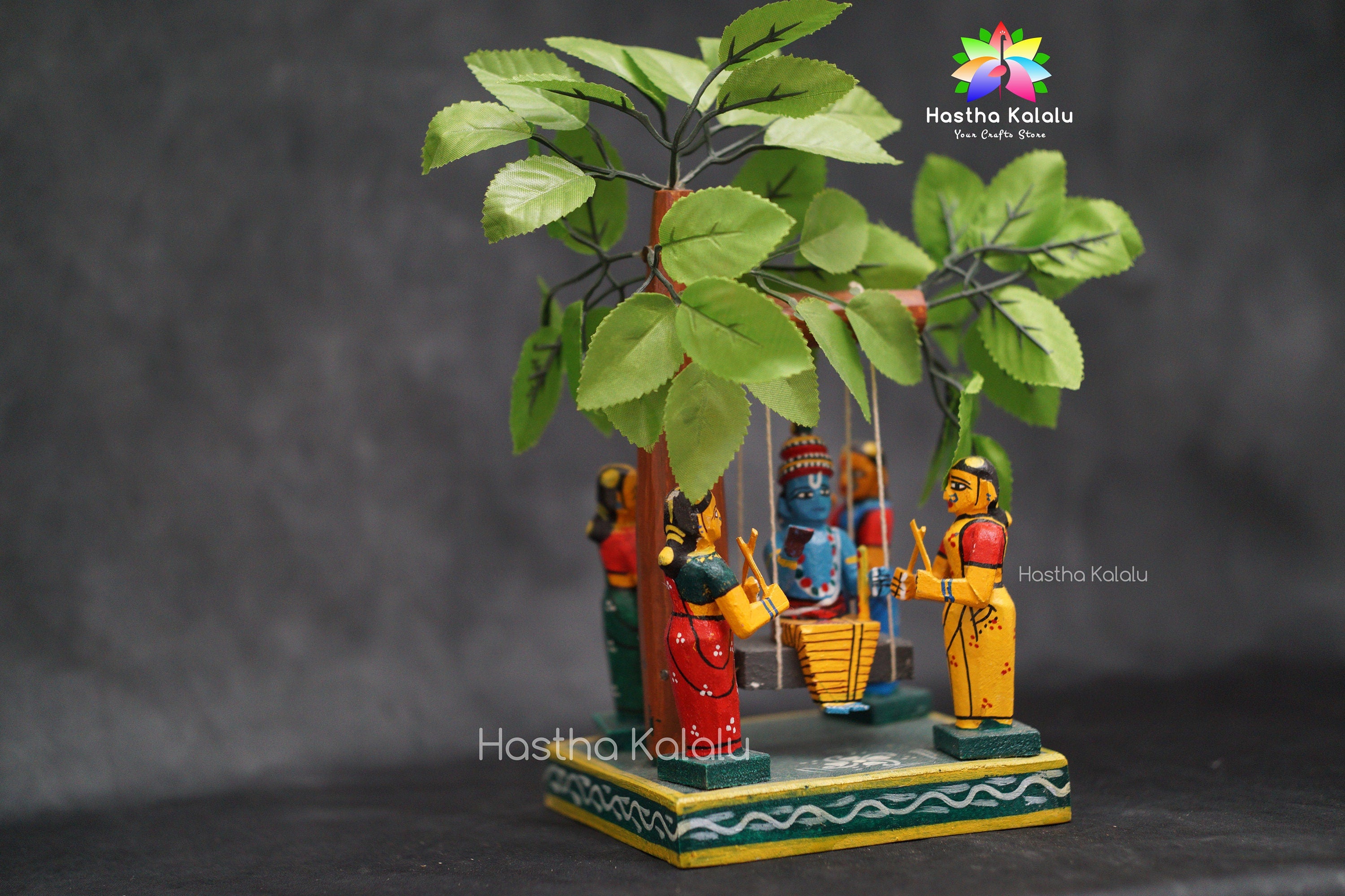 Handcrafted Eco-friendly Brindavanam Theme | Krishna on Jhula with Gopika