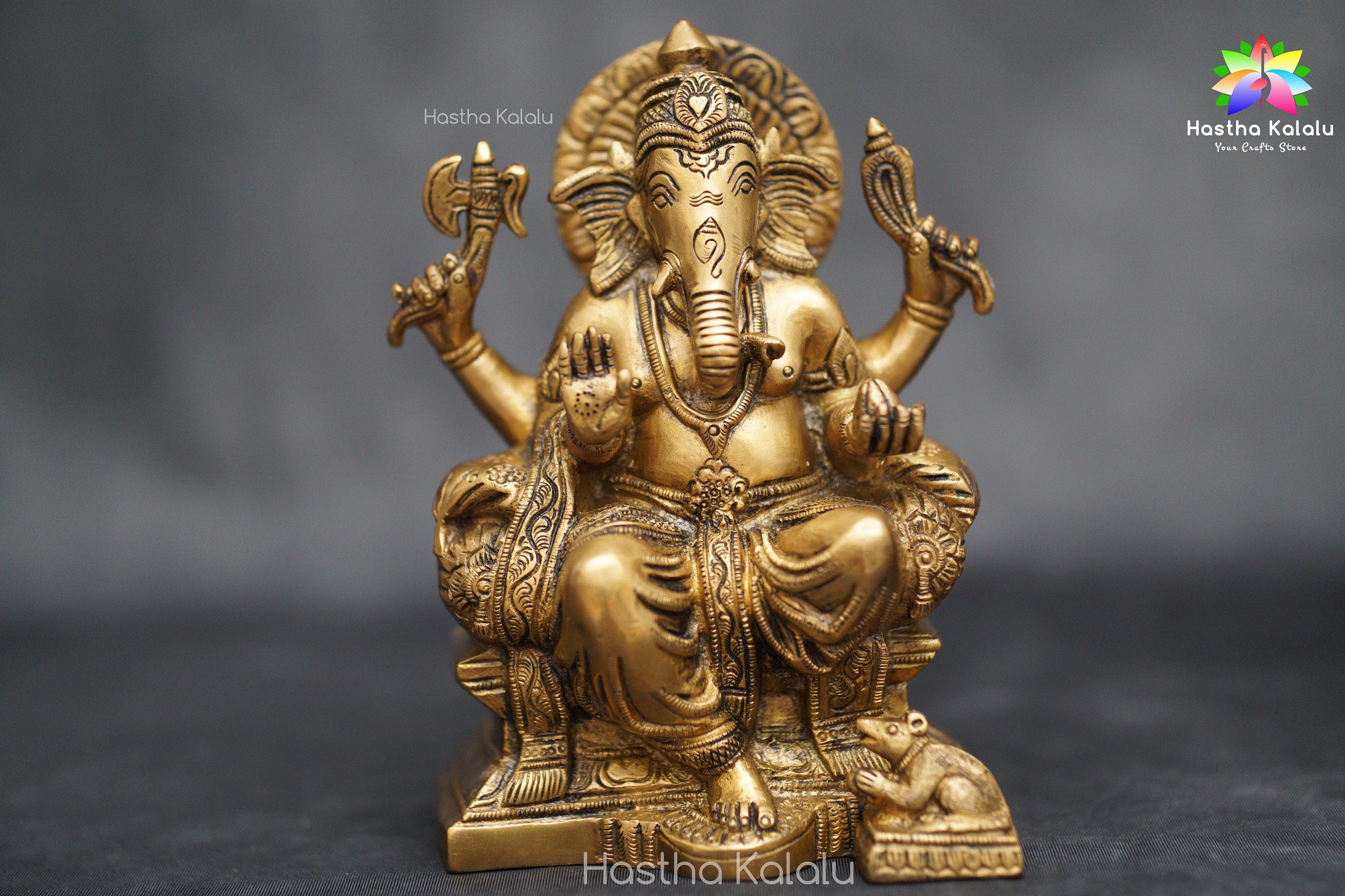 Figurine Ganesha Stitting en laiton