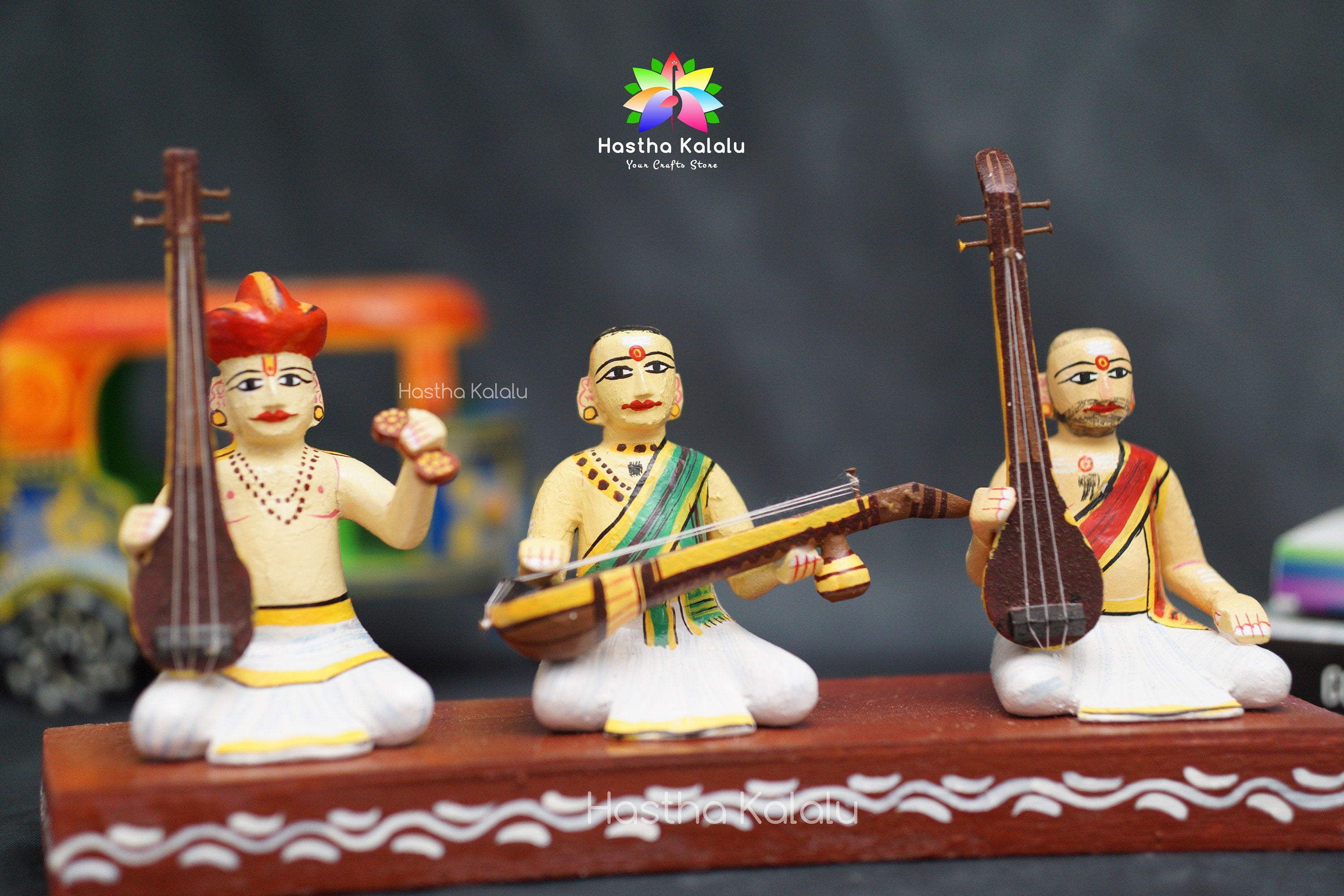 Handmade Wooden Thyagaraya Keerthan Theme Curio | Annamayya Sankeerthana Theme