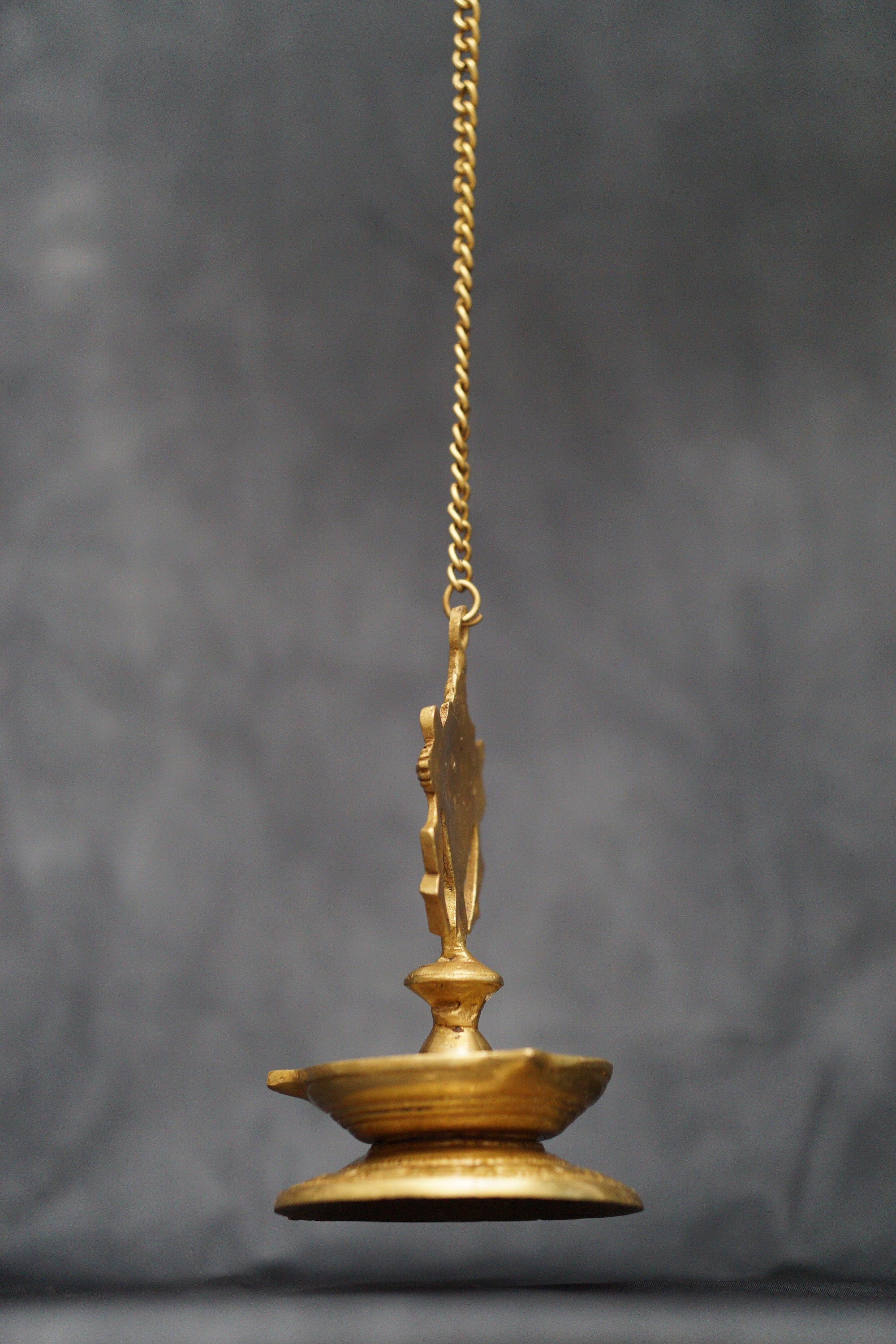 Conch/ Shankhu Shaped Oil Lamp Deepak Yellow Antique Finish