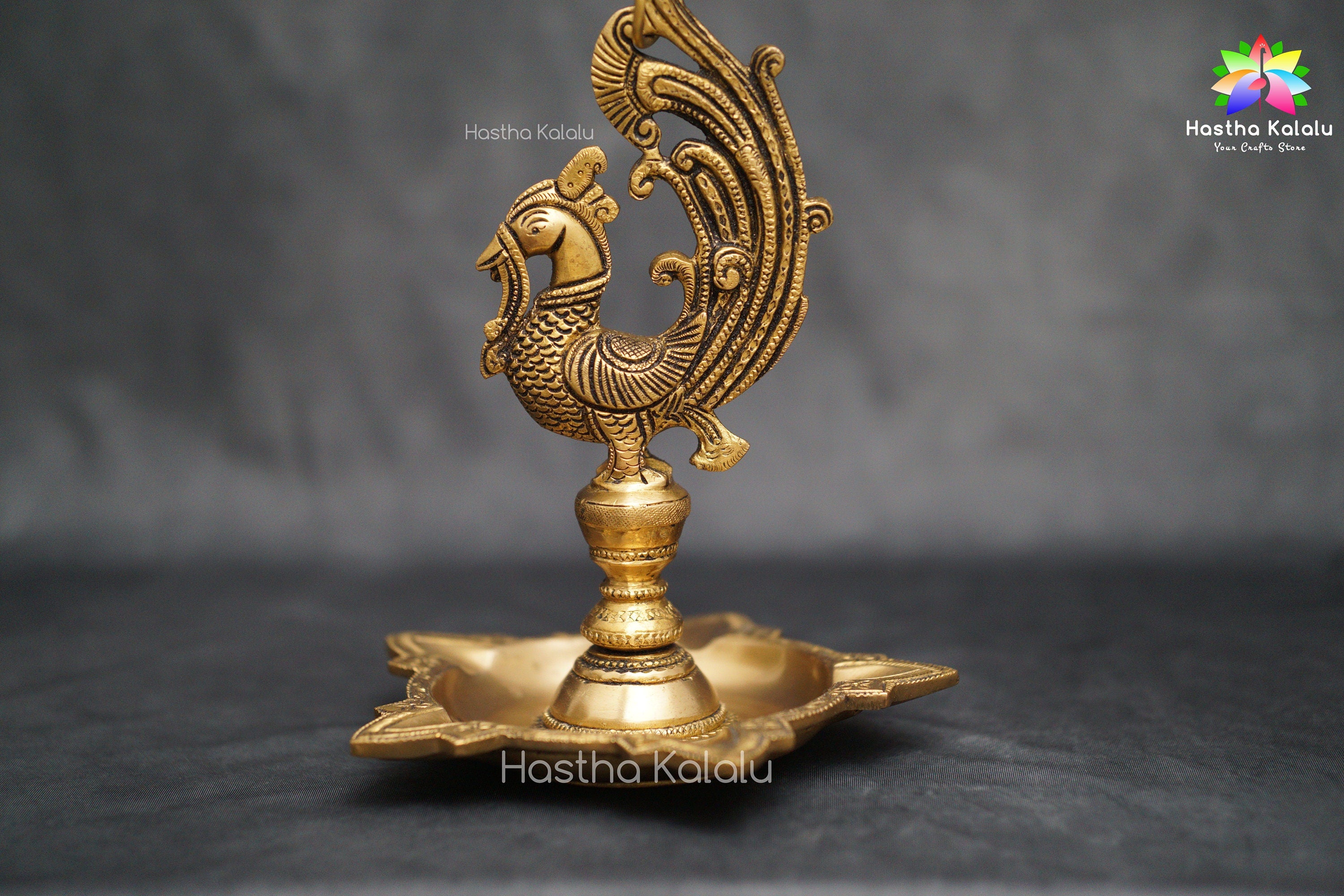 Peacock Shaped Oil Lamp Deepak Yellow Antique Finish - Unique Design Brass Diya