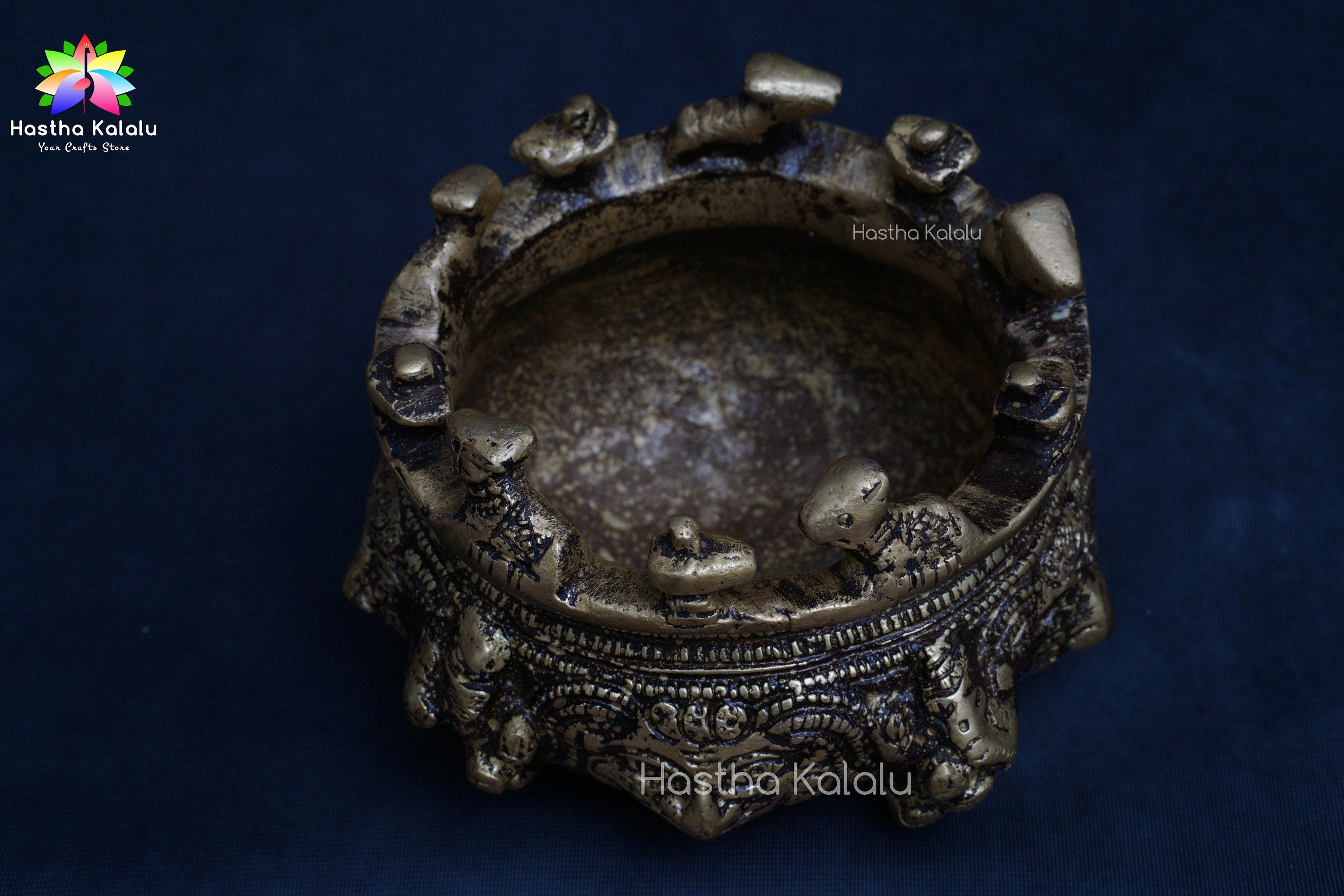 Antique Finish Premium Brass Made Decorative Urli with Shiv Ling and Nandeeshavar