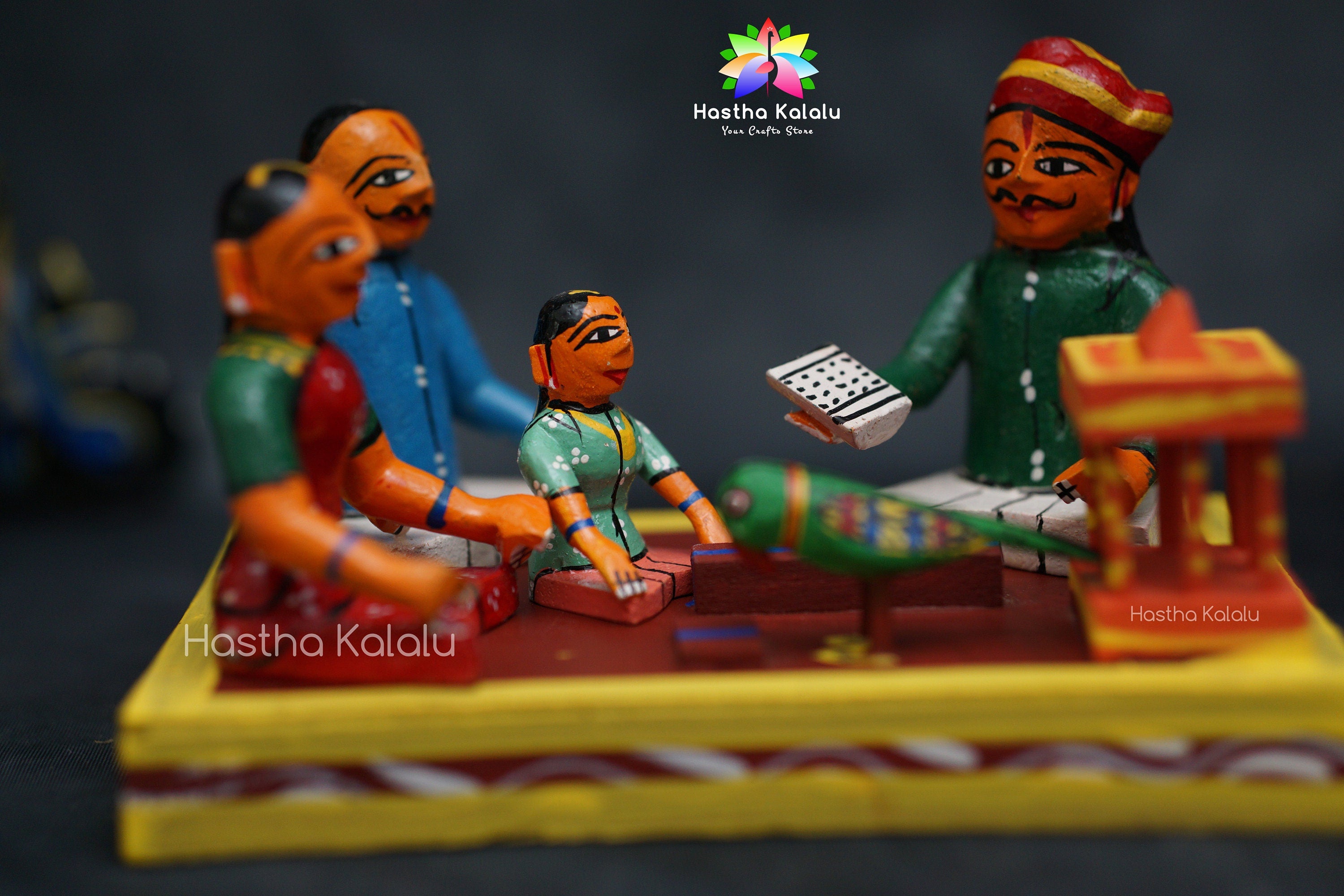 Handmade Wooden Chilaka Josyam Theme| Parrot Fortune Telling | Golu Dolls | Kondapalli Toys