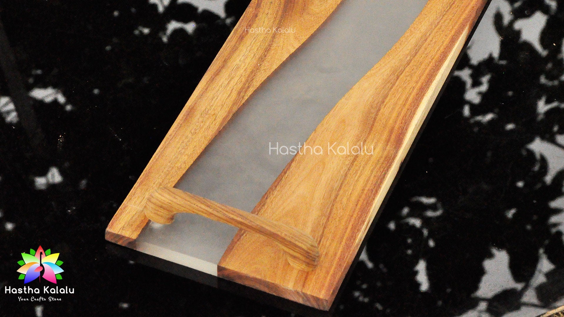 Teakwood Resin Serving Tray with Handle (Made to Order)