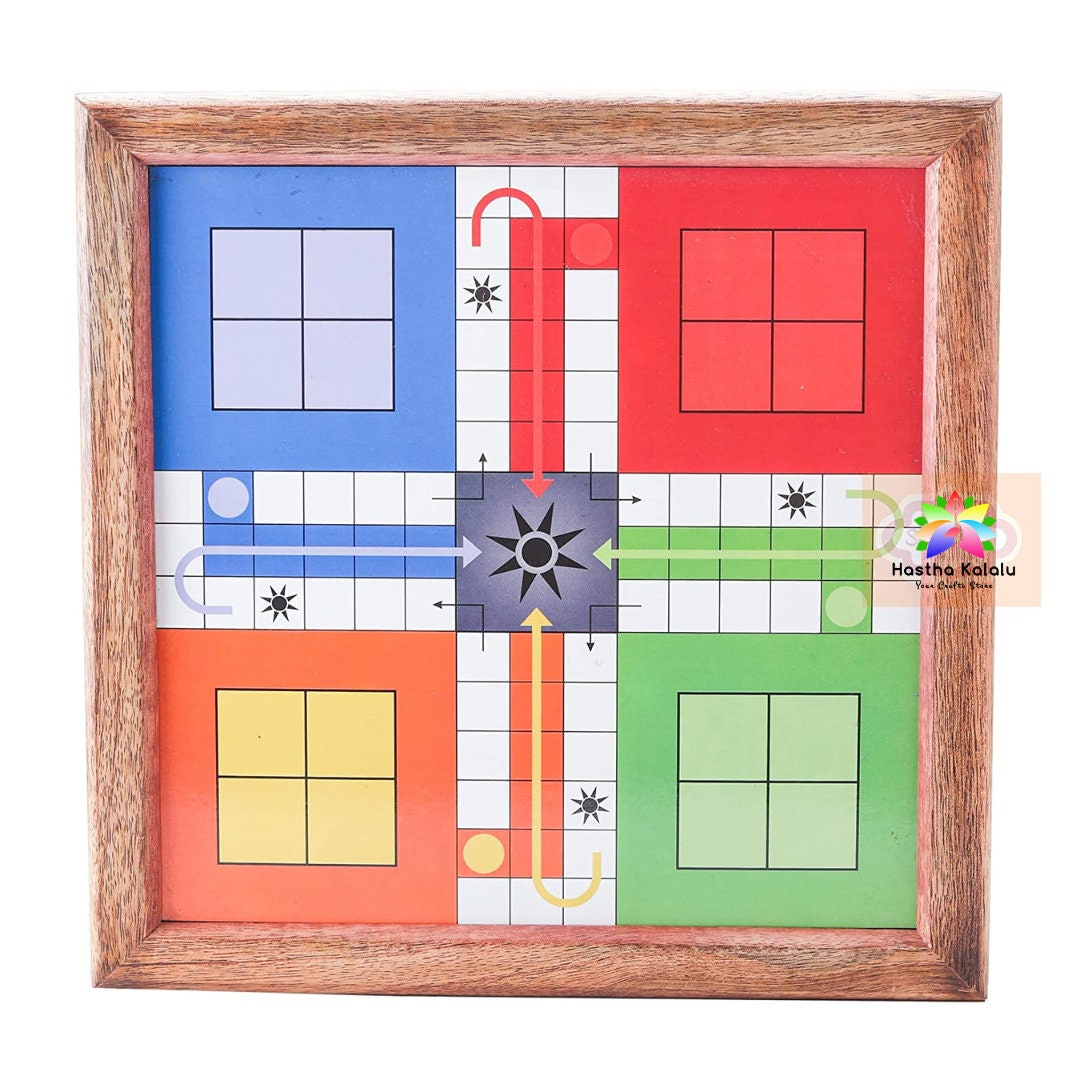 Wooden Classic 2 in 1 Magnetic Ludo Snakes and Ladders Set Travel Board Game for 6 Years and up