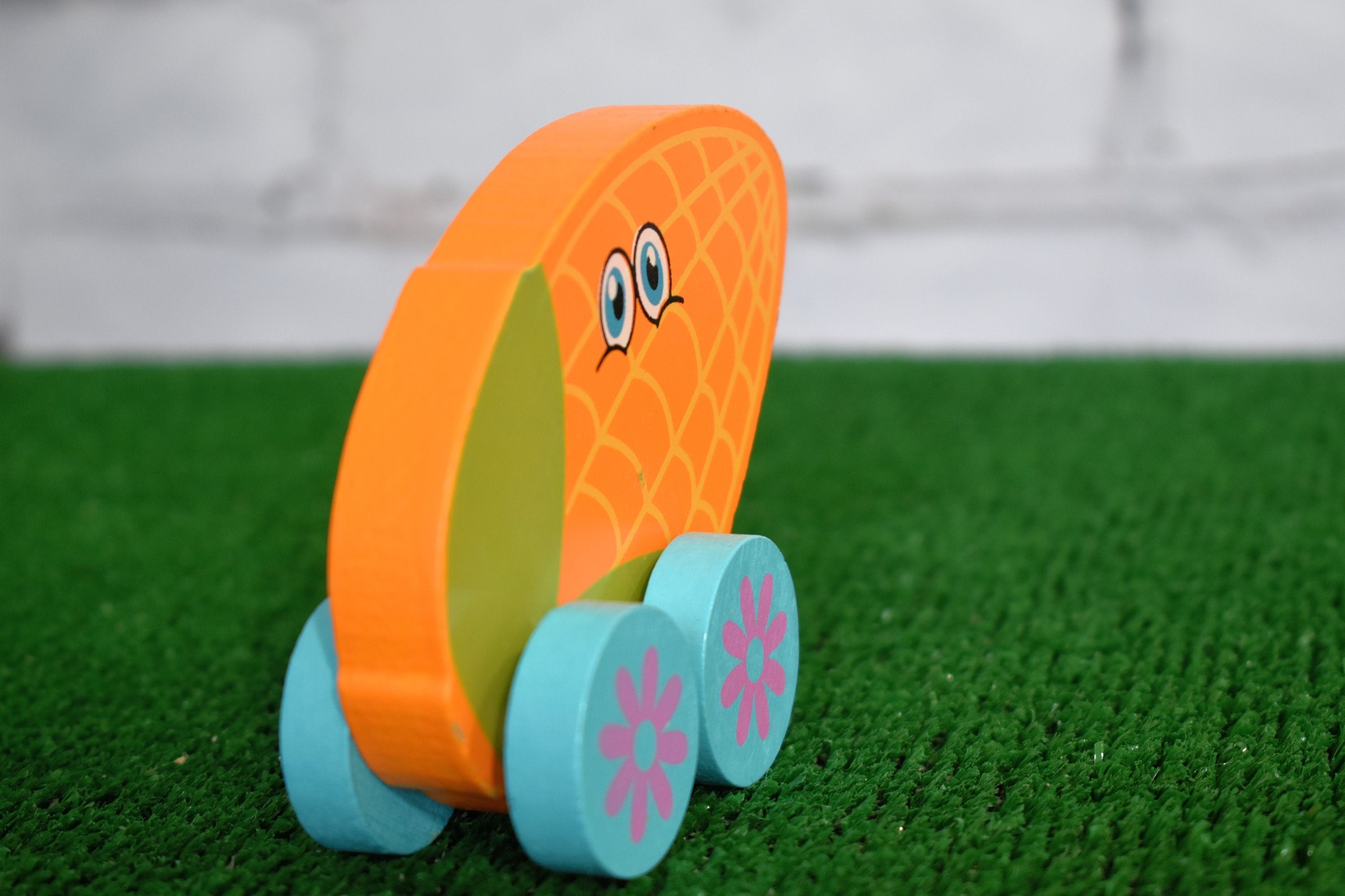 Child-Safe Artistic Handmade Food on wheels Toddler Wooden Toy / Toddler Gift / Return Gifts