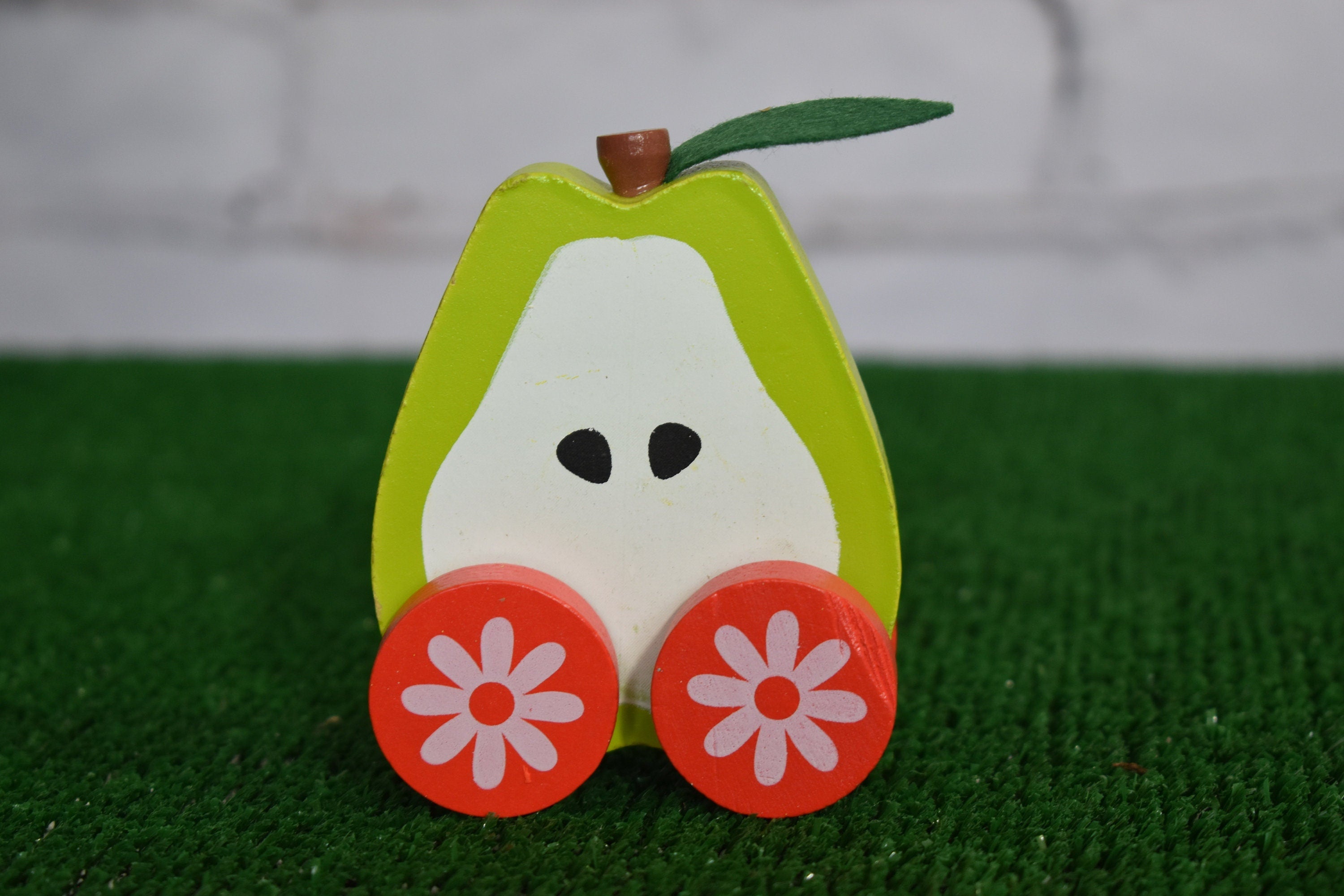 Child-Safe Artistic Handmade Food on wheels Toddler Wooden Toy