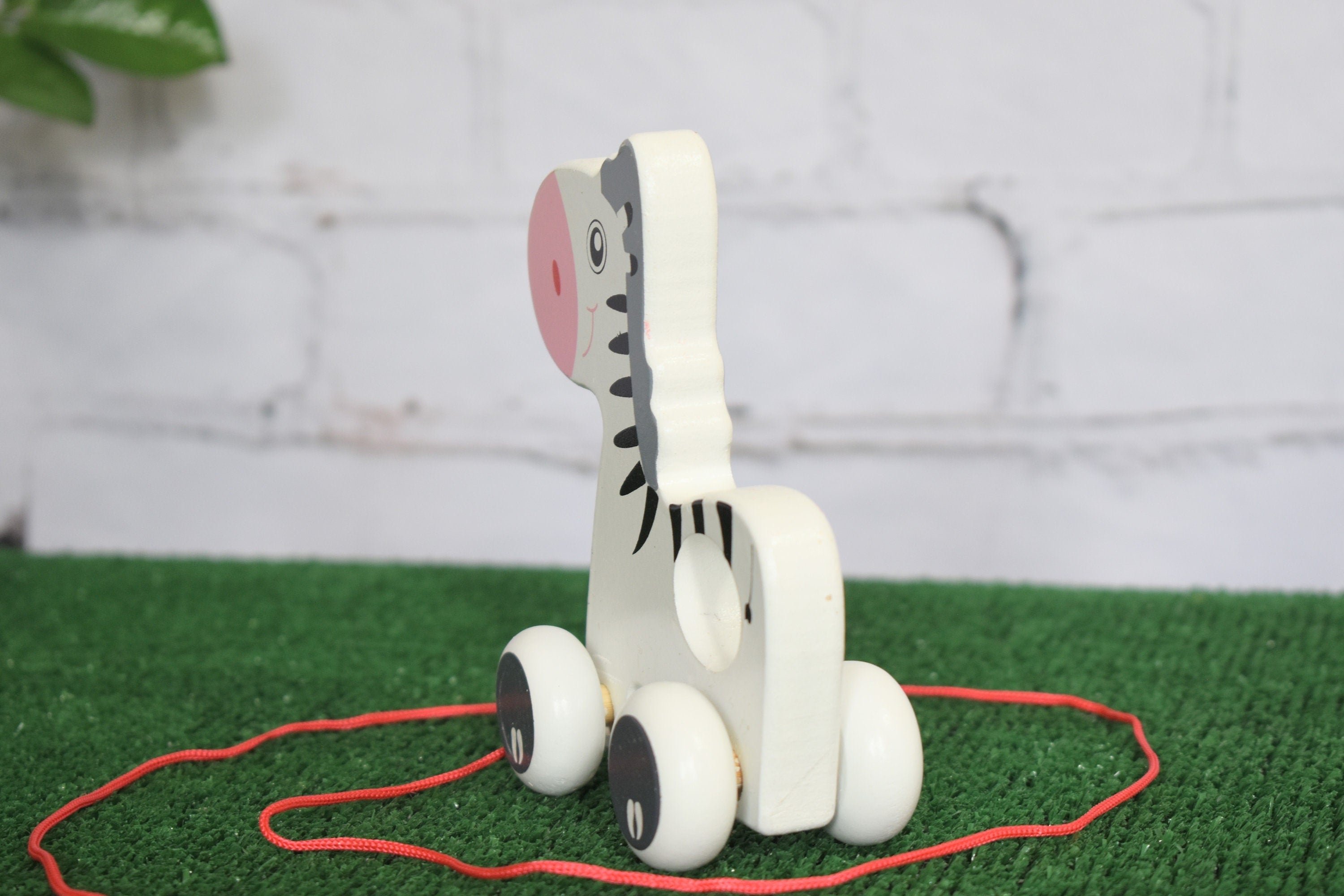 Child-Safe Artistic Handmade Adjustable Zebra Wooden Pull Toy / Toddler Gift / Return Gifts