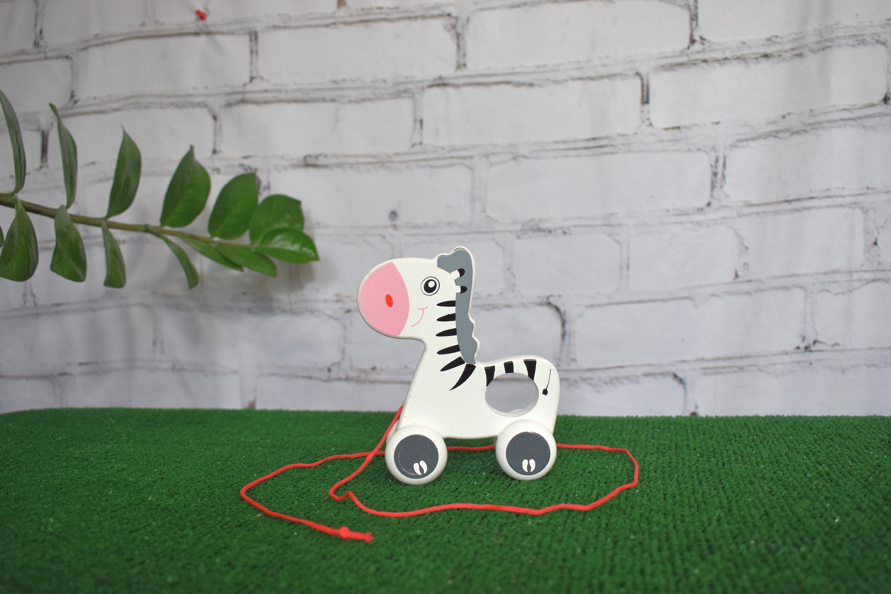 Child-Safe Artistic Handmade Adjustable Zebra Wooden Pull Toy / Toddler Gift / Return Gifts