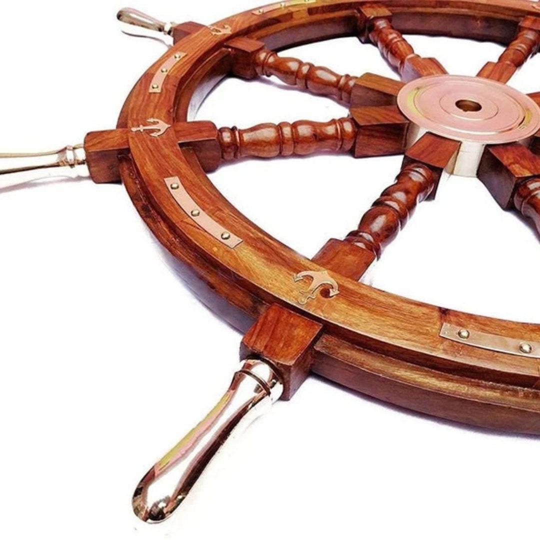 Wooden Ship Wheel Pirate Rustic Captain Wall Home Décor Nautical Style Captain Boat Wheel | Pirate Décor | Wall Hanging , Office Décor