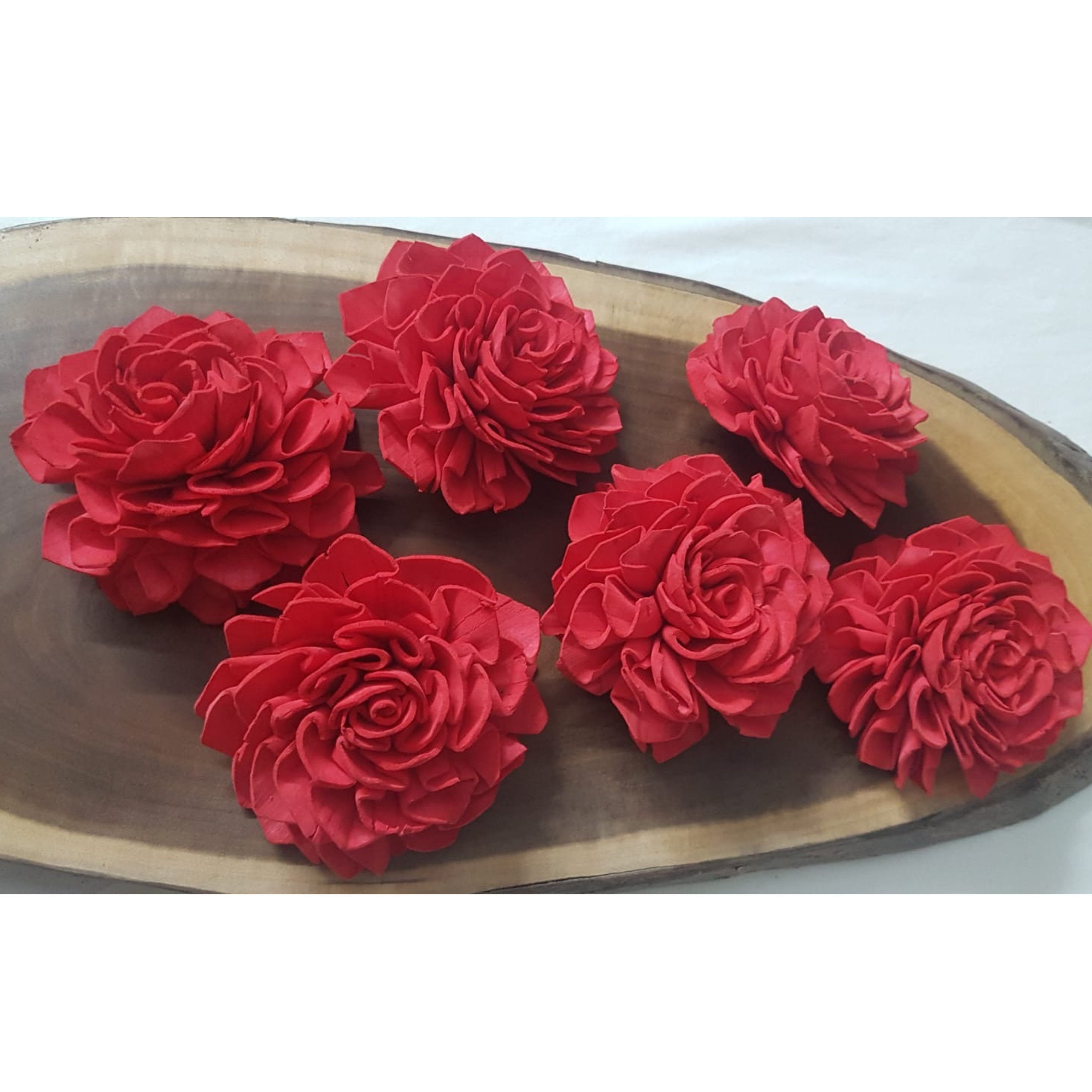 Solawood Flowers Random (No Bark), Artificial Flowers for Decoration (red)